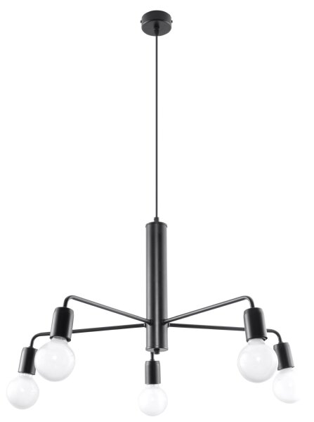 Hängelampe Schwarz Ø 60 cm Retro 5-flammig E27