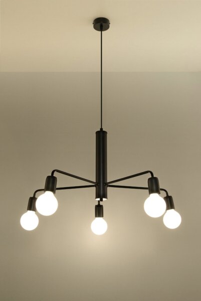Hängelampe Schwarz Ø 60 cm Retro 5-flammig E27