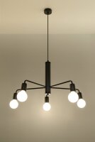 Hängelampe Schwarz Ø 60 cm Retro 5-flammig E27