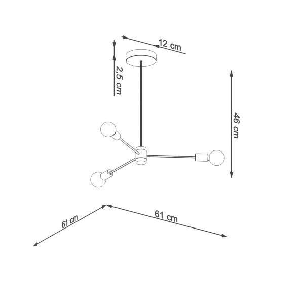 Deckenlampe Schwarz 3-flammig Ø 61 cm Metall CENZI