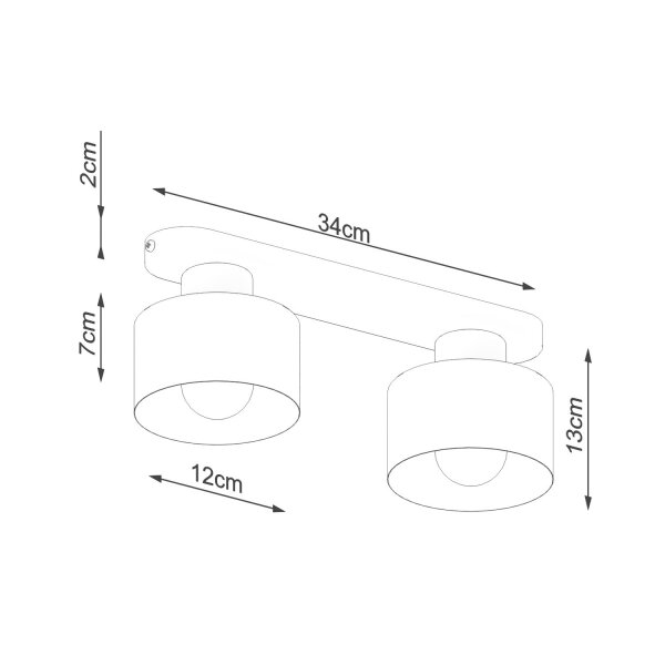 Deckenlampe Schwarz 34 cm lang Metall 2-flammig E27