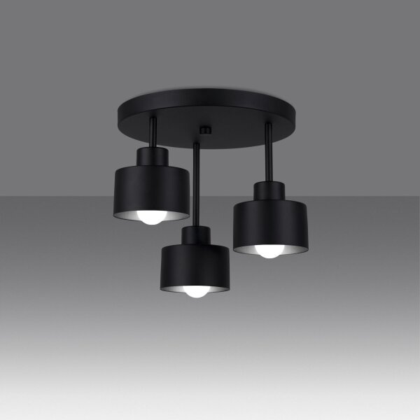Deckenlampe Schwarz Metall 3-flammig Ø 32 cm E27