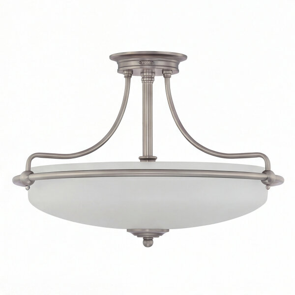 Premium Deckenleuchte Glas E27 Ø43 cm rund Chrom Creme
