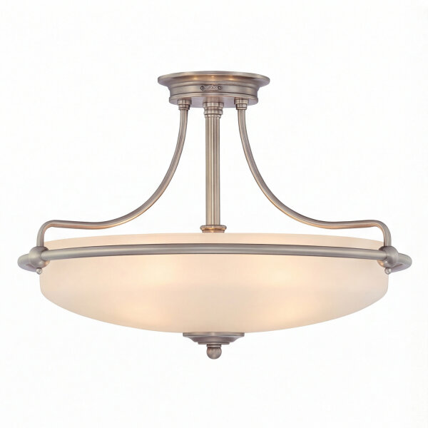 Premium Deckenleuchte Glas E27 Ø43 cm rund Chrom Creme
