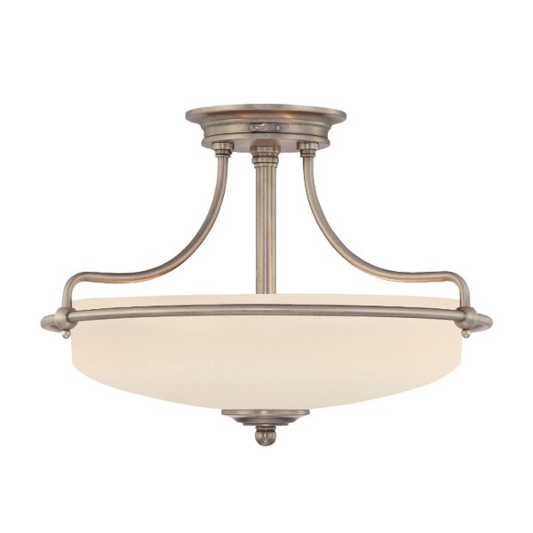 Premium Deckenlampe Glas E27 Ø43 cm rund Nickel Creme