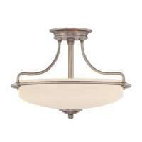 Premium Deckenlampe Glas E27 &Oslash;43 cm rund Nickel Creme