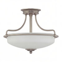 Premium Deckenlampe Glas E27 Ø43 cm rund Nickel Creme
