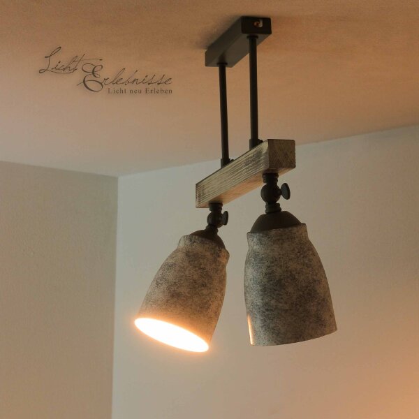 Vintage Deckenlampe drehbar Shabby Weiß Taupe AGAP