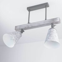 K&uuml;che Deckenlampe AGAP Echtholz Shabby Wei&szlig; 2xE27