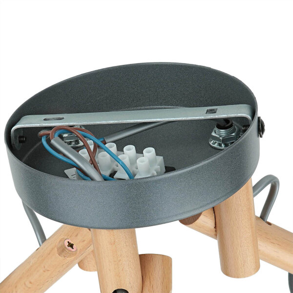 Deckenleuchte VAIO Grau 3-flmg Holz Stoff