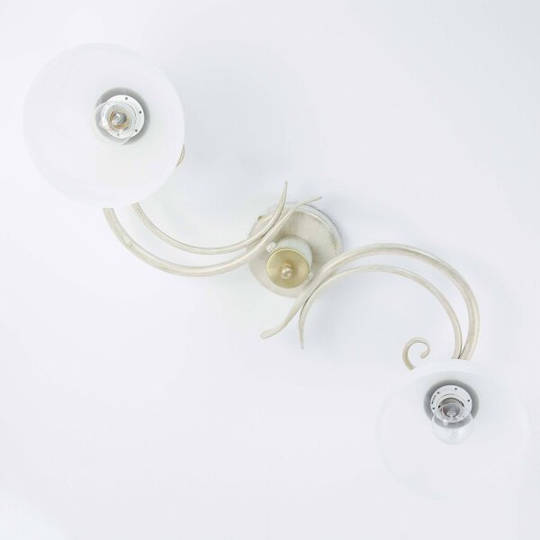 Deckenlampe Weiß Shabby Landhaus Glas Metall E27