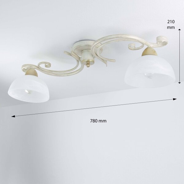 Deckenlampe Weiß Shabby Landhaus Glas Metall E27