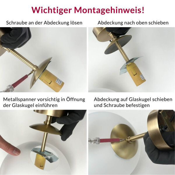 Deckenlampe Messing Glas Kugelschirm Messing Ø 30 cm Premium