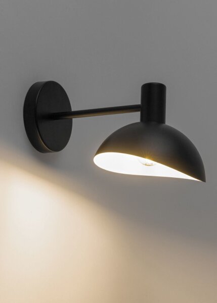 Metall Wandlampe Schwarz Weiß B:18 cm schmal E14 Modern