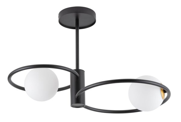 Blendarme Deckenleuchte Glas Schwarz Weiß G9 L:55 cm