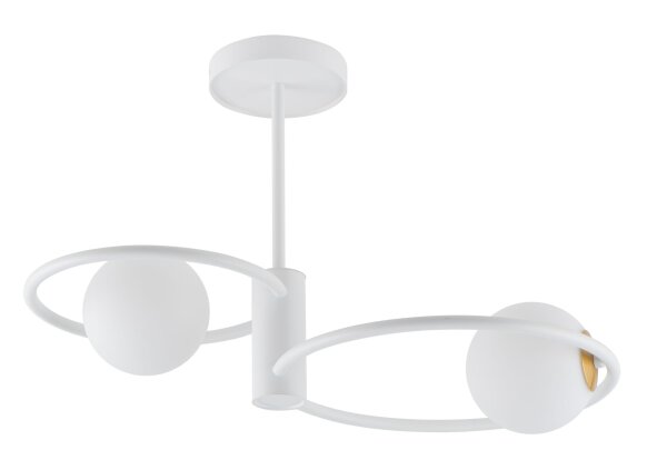 Weiße Deckenleuchte Modern Kugelschirm Glas Metall G9