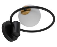 Runde Wandleuchte Glas Kugel Metall Schwarz &Oslash;12 cm G9