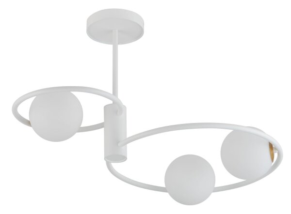 Große Deckenleuchte Weiß Metall Glas B:64 cm G9 Modern