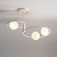Große Deckenleuchte Weiß Metall Glas B:64 cm...