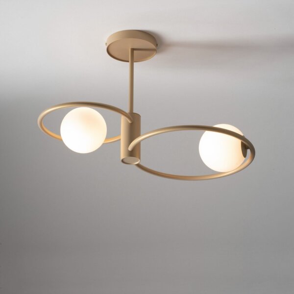 Wohnliche Deckenleuchte Gold Metall Glas G9 2-flammig