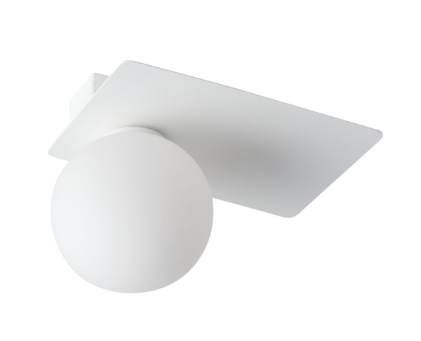 Weiße Deckenlampe Glas Metall eckig L:25 cm G9 klein