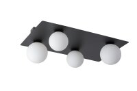 Deckenleuchte 4-flammig Metall Glas Schwarz G9 blendarm
