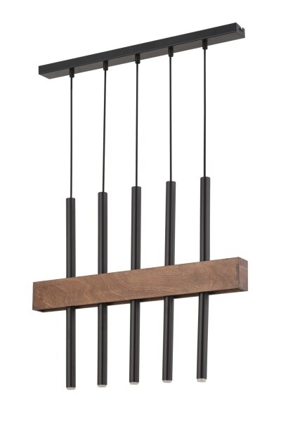 Holz Pendelleuchte Schwarz Metall wohnlich G9 Zylinder