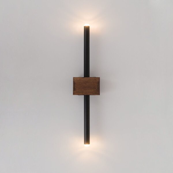 Moderne Wandleuchte Holz Schwarz Metall G9 H:50 cm