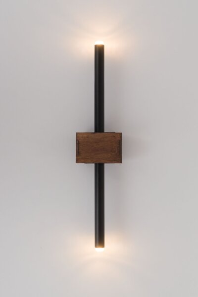 Moderne Wandleuchte Holz Schwarz Metall G9 H:50 cm