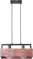Lange H&auml;ngelampe Metall Holz 40 cm 2-flammig...