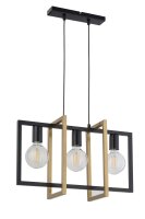 Gro&szlig;e H&auml;ngeleuchte Schwarz Gold 3-flammig 50 cm elegant