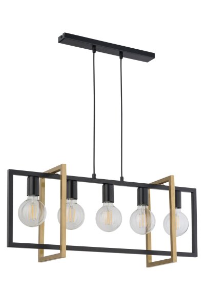 Hängelampe Metall Schwarz Gold 5-flmg bis 0,8 m elegant