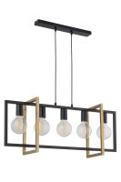 H&auml;ngelampe Metall Schwarz Gold 5-flmg bis 0,8 m elegant