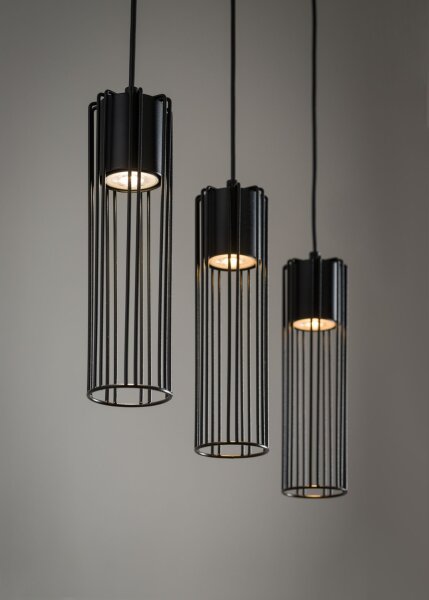 Dekorative Pendelleuchte Schwarz Metall GU10 3-flammig