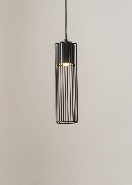 Zylinder Hängeleuchte Schwarz Metall rund Ø8 cm GU10