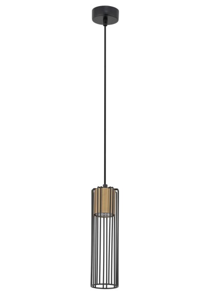 Pendelleuchte Zylinder Schwarz Gold GU10 akzentuiert