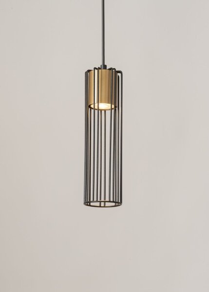 Pendelleuchte Zylinder Schwarz Gold GU10 akzentuiert