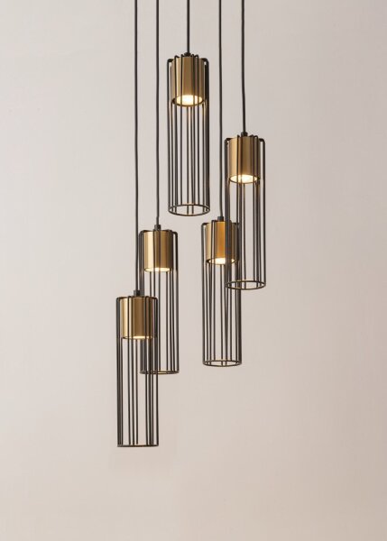Schwarze Hängelampe Gold Metall Gitter GU10 dekorativ