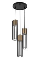 Runde Pendelleuchte Schwarz Gold Metall 3-flmg &Oslash;20 cm