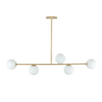 Gold Deckenlampe Metall Glas satiniert G9 5-flammig