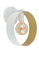 Wandleuchte Weiß Innen Gold Metall E27 Ø25...