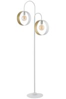 Gro&szlig;e Stehlampe Metall 164 cm Wei&szlig; Gold Ringe...
