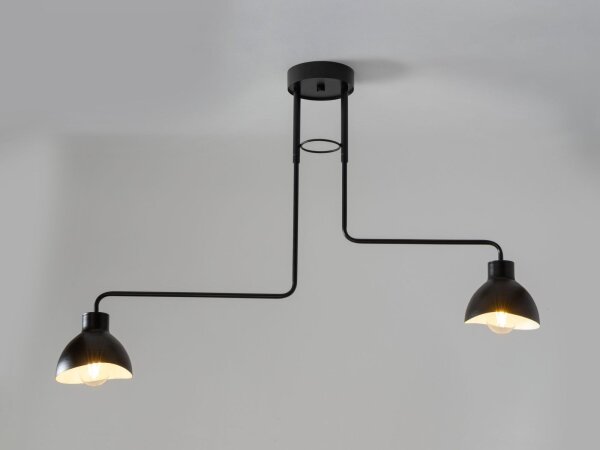 Deckenlampe 2-flammig Weiß Schwarz E27 L:93 cm länglich