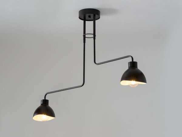 Deckenlampe 2-flammig Weiß Schwarz E27 L:93 cm länglich