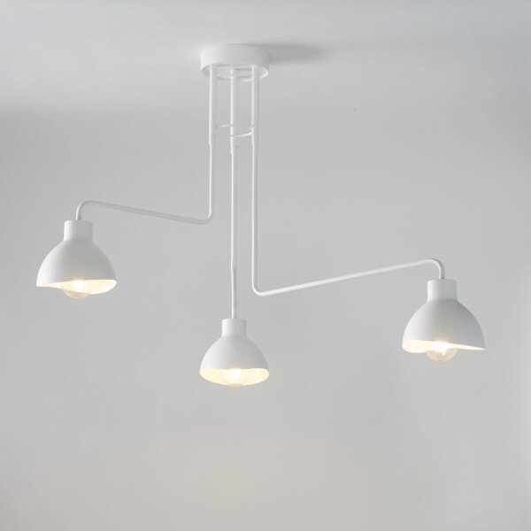 Große Deckenleuchte Weiß Metall 3-flammig E27 L:93 cm