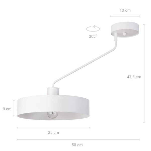 Retro Deckenleuchte Weiß Metall E27 Ø35 cm auffällig