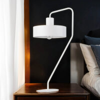 Retro Nachttischlampe Wei&szlig; Metall Lesen E27 61,5 cm