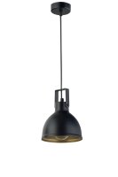 Metall Pendelleuchte Schwarz Gold rund &Oslash;15 cm E27