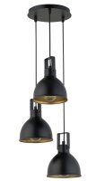 H&auml;ngelampe E27 Metall Schwarz Gold bis 0,8 m Industrial