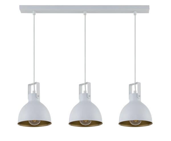 Hängelampe 3-flammig Weiß Gold L:60 cm Industrial